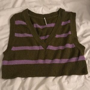 Free People Olive Knit Sweater Vest